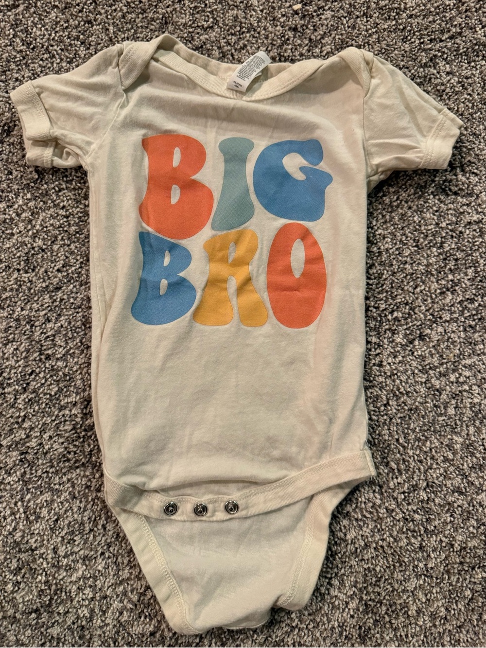 Bella Canvas Cream Onesie with Retro Colorful "BIG BRO" Print